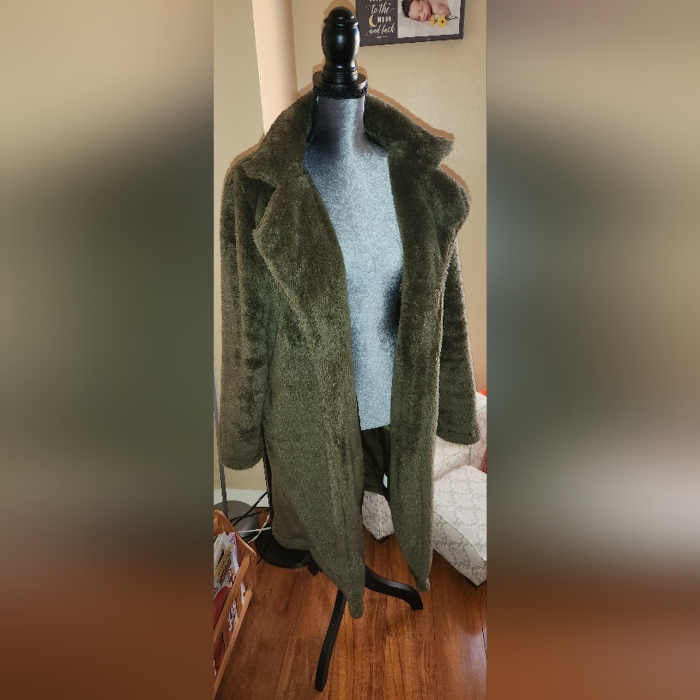 Women's Fuzzy Open Front Long Cardigan Jacket